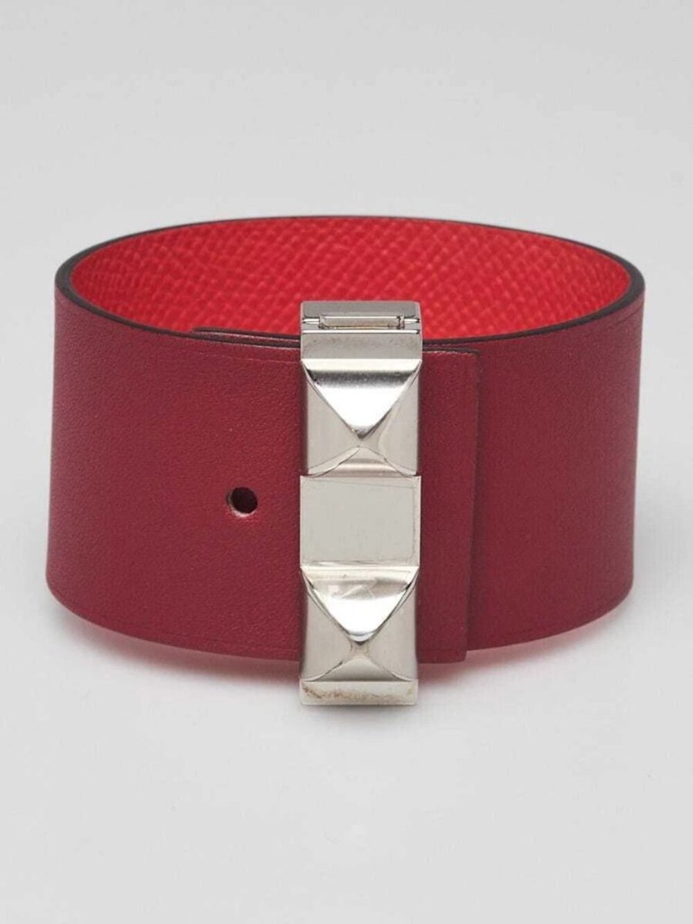Hermes Bi-Color Rouge H/Rose Jaiper Box and Epsom Leather Palladium Plated Im...